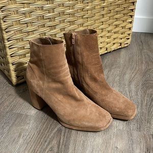 Topshop tan leather suede booties